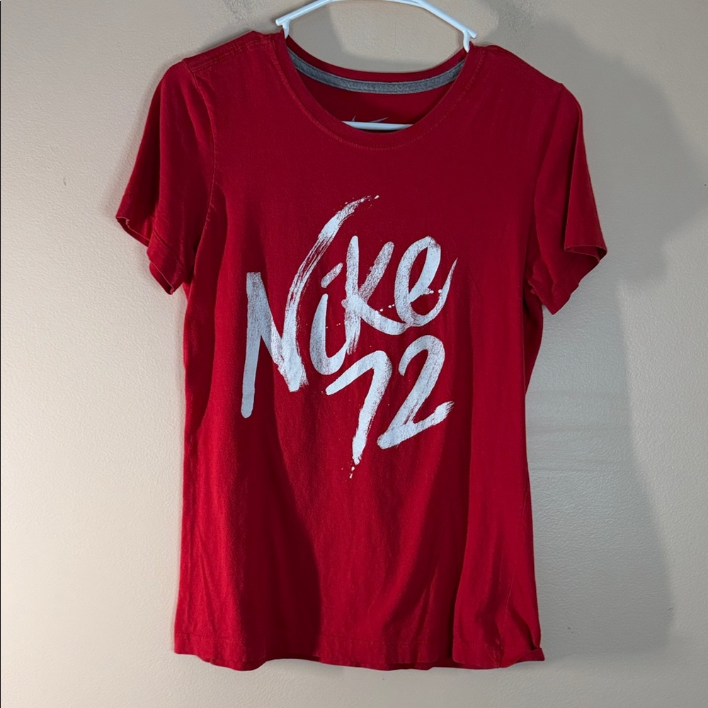Nike Red Short Sleeve Graphic Tee with White Script